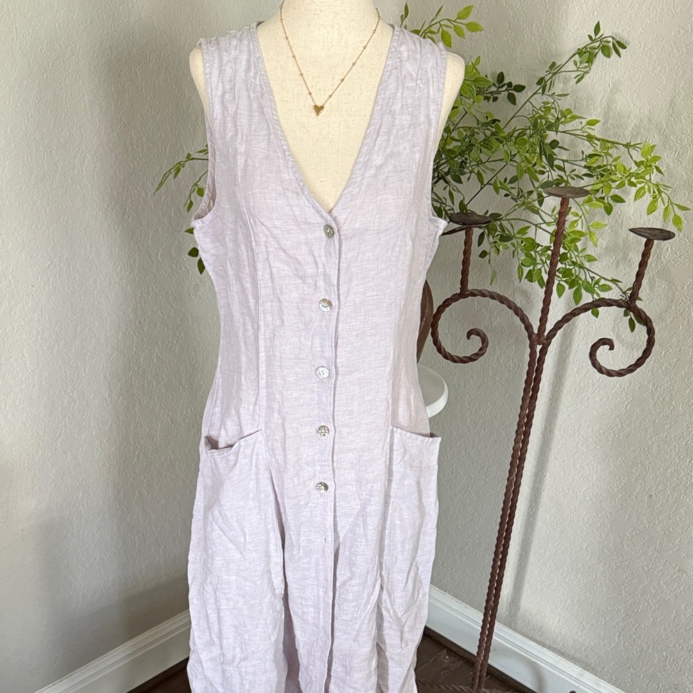 Tahari Lavender Button-Front Midi Dress